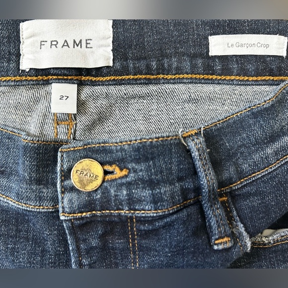 FRAME Le Garçon Crop Distressed Jeans Dark Wash Women’s 27 - Picture 3 of 6